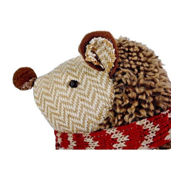 Dan Dee Christmas Hedgehog Plush Embroidered Poinsettia Scarf Weighted 9-in Gift - Picture 6 of 7